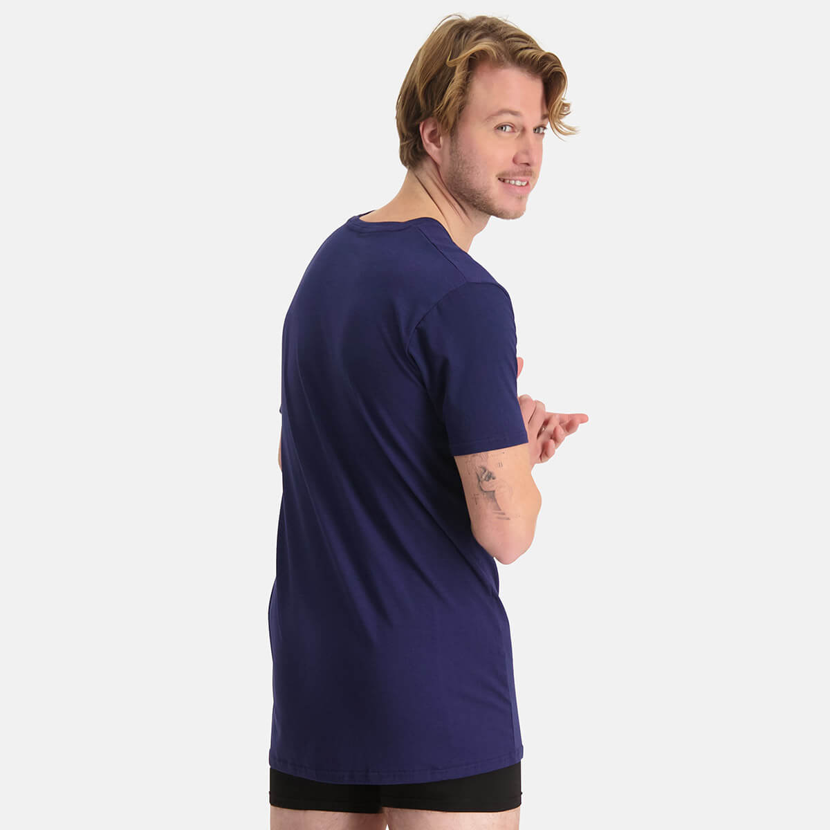 Bamboo Basics - Long Fit T-Shirts Velo V-hals  - Navy