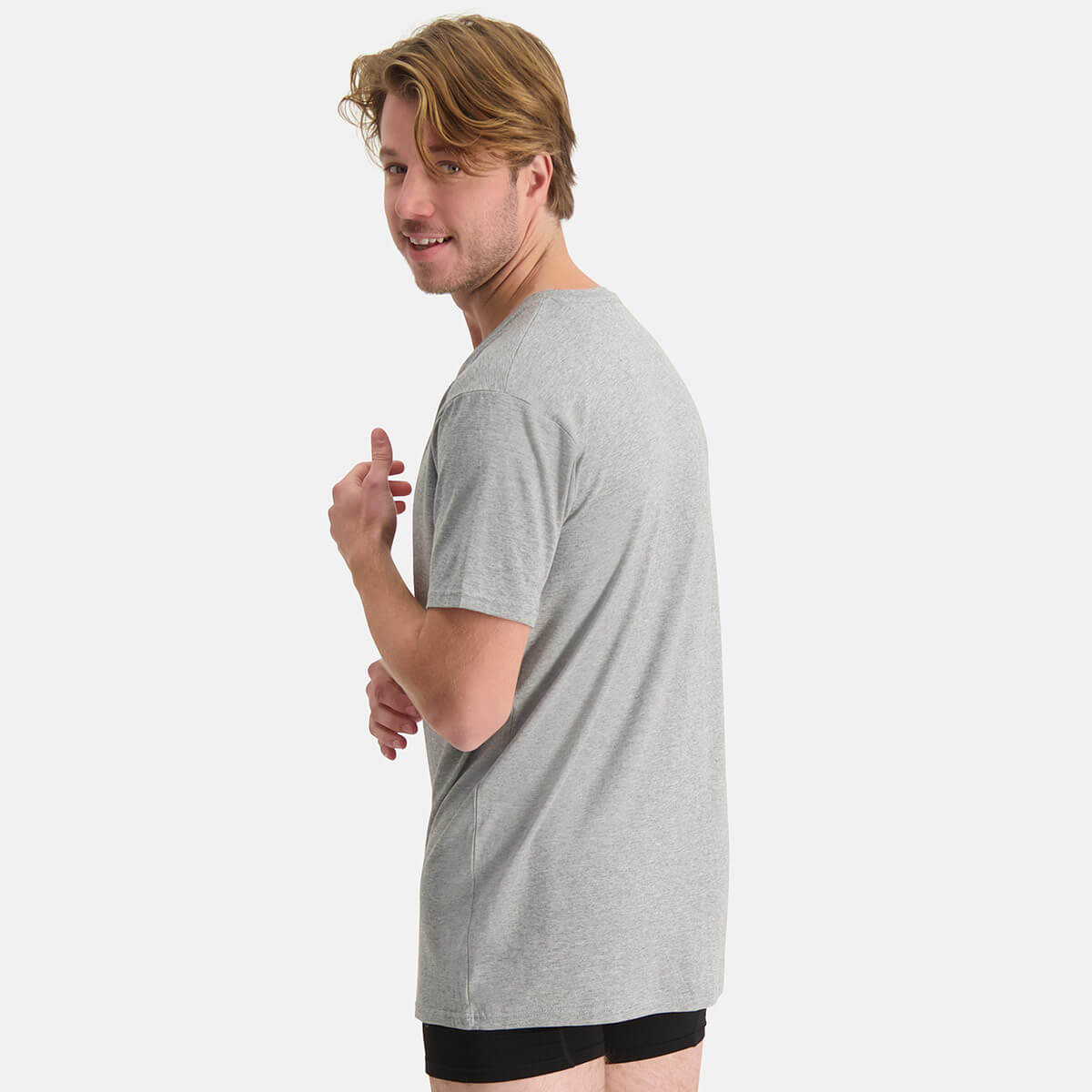 Bamboo Basics - Long Fit T-Shirts Velo V-hals  - Grey Melange