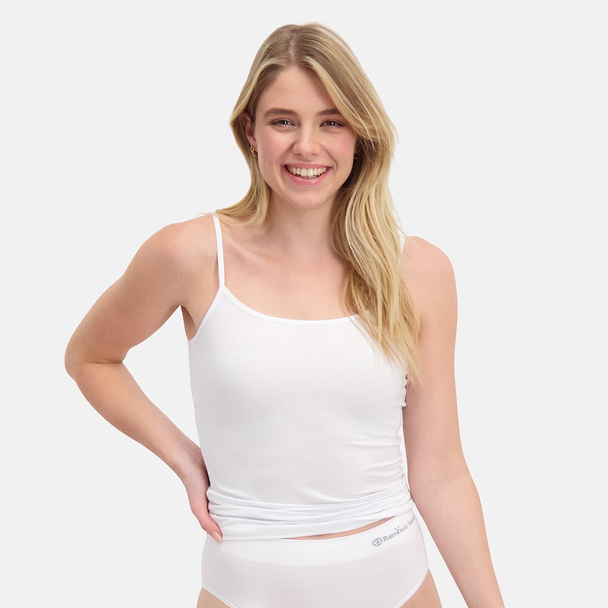 Bamboo Basics - Spaghetti Tops Vera  - Wit