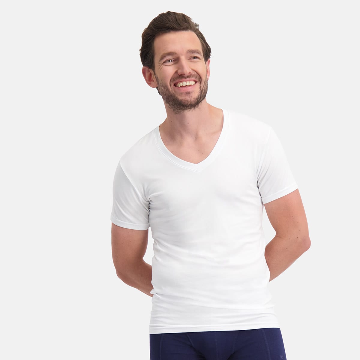 Bamboo Basics - Slimfit T-Shirts Vinn V-hals  - Wit