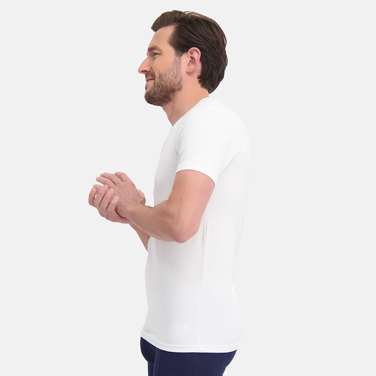 Bamboo Basics - Slimfit T-Shirts Vinn V-hals  - Wit