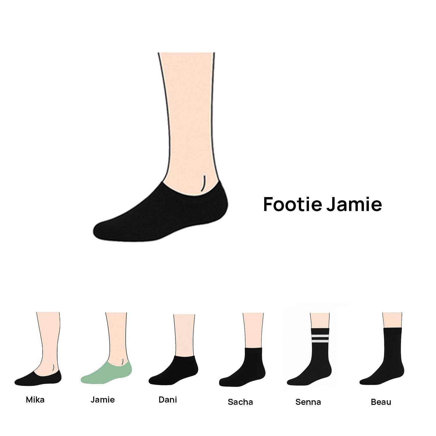Footies Jamie (6-pack) - Zwart