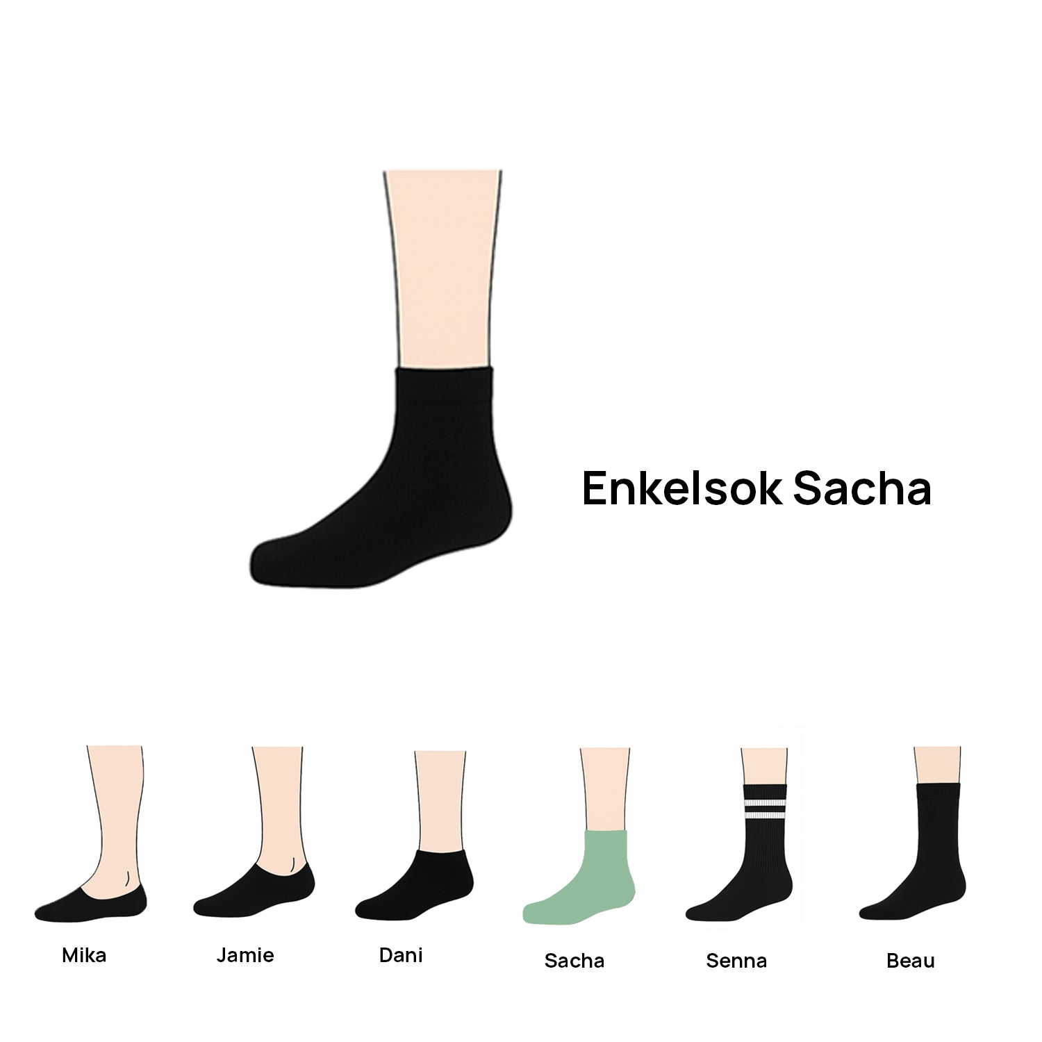 Enkelsokken Sacha (3-pack) - Zwart