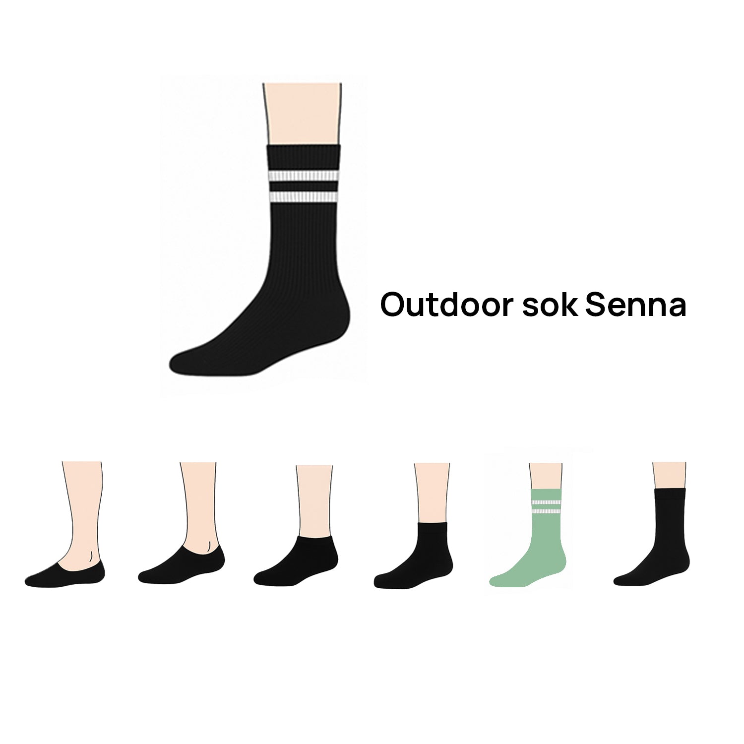 Outdoor sokken Senna (1-pack) - Wit met Oranje Banden