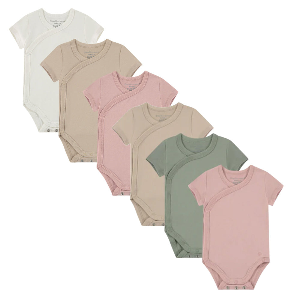 Overslagromper korte mouw MIKKY - Roze en beige