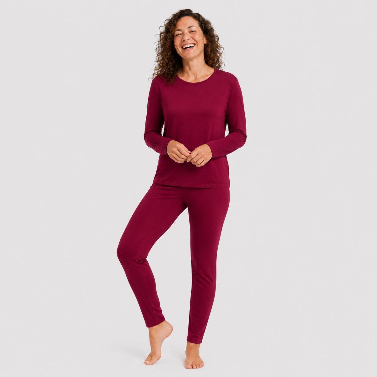 Nina long-sleeved pajama set - Bordeaux