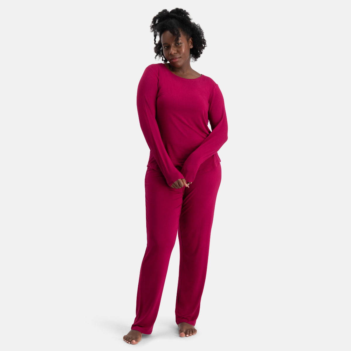 Nina Langarm-Pyjama-Set - Bordeaux