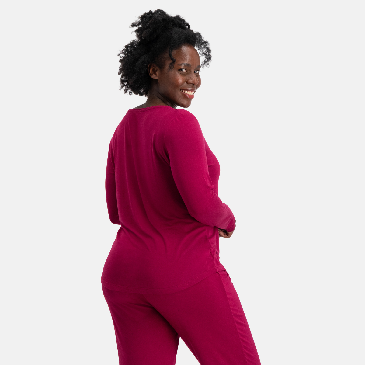 Nina Langarm-Pyjama-Set - Bordeaux