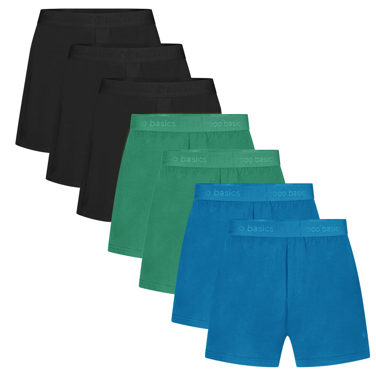 Locker sitzende Boxershorts Kay (7er-Pack) – Schwarz, Pfeffergrün, Blau-Aster