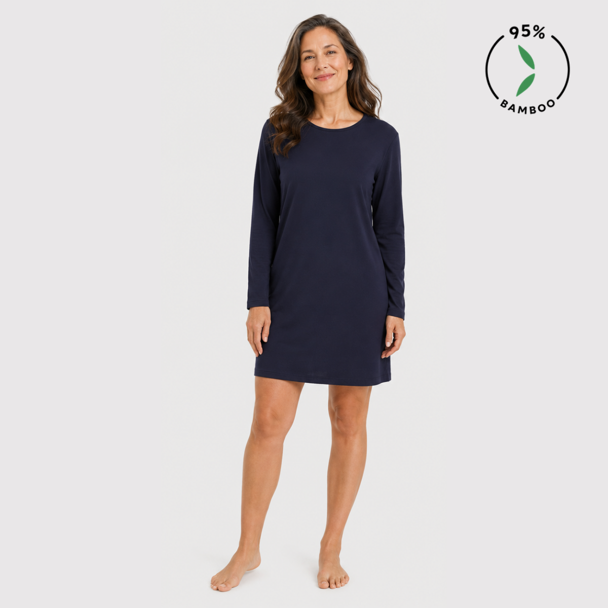 Nora Kurzarm-Nachthemd - Marineblau