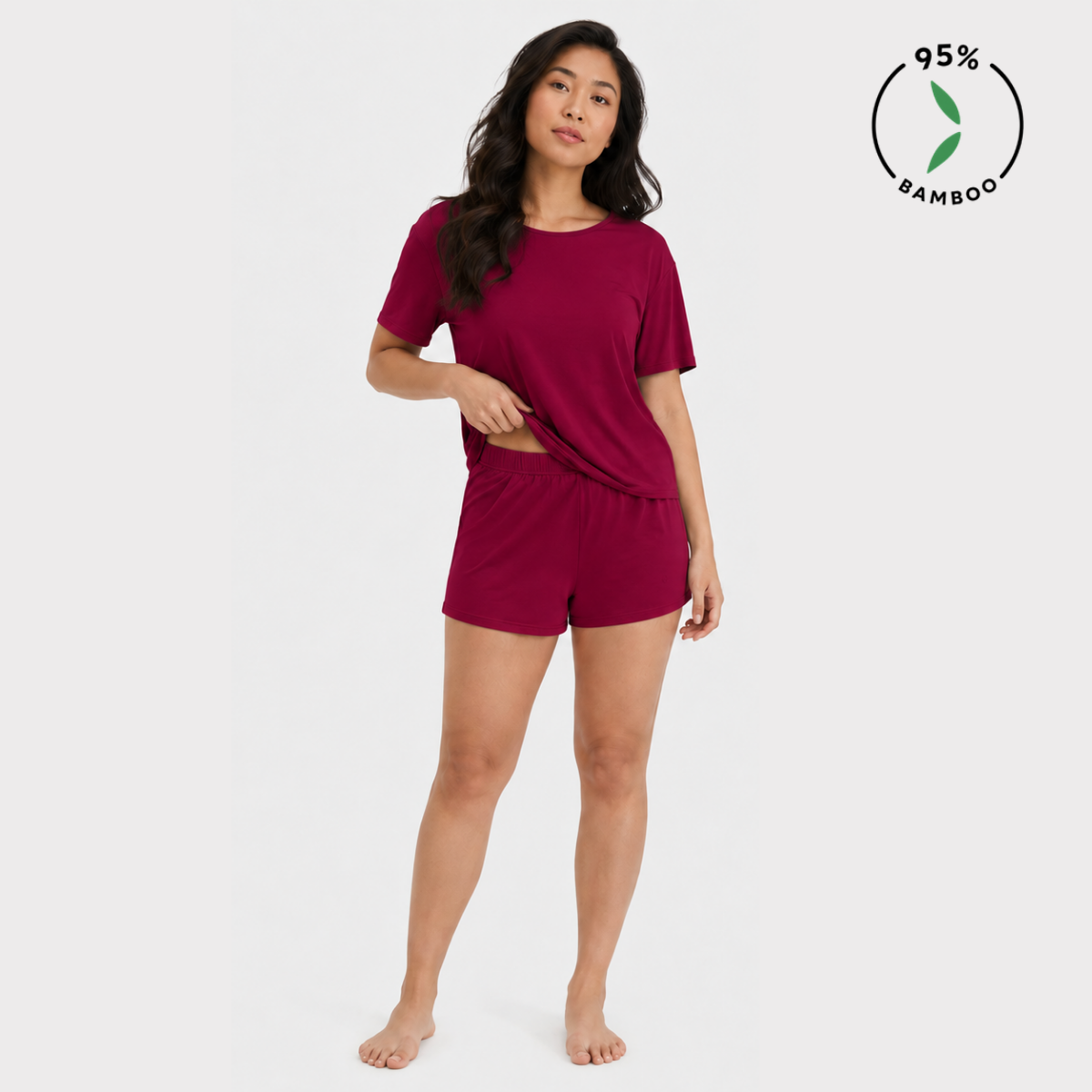 Nina Langarm-Pyjama-Set - Bordeaux