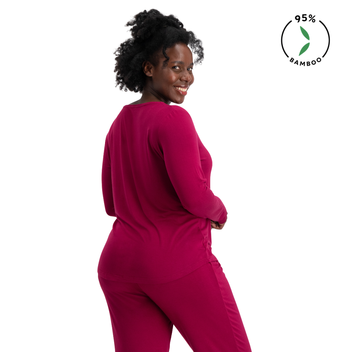 Pyjama set lange mouw Nina - Bordeaux