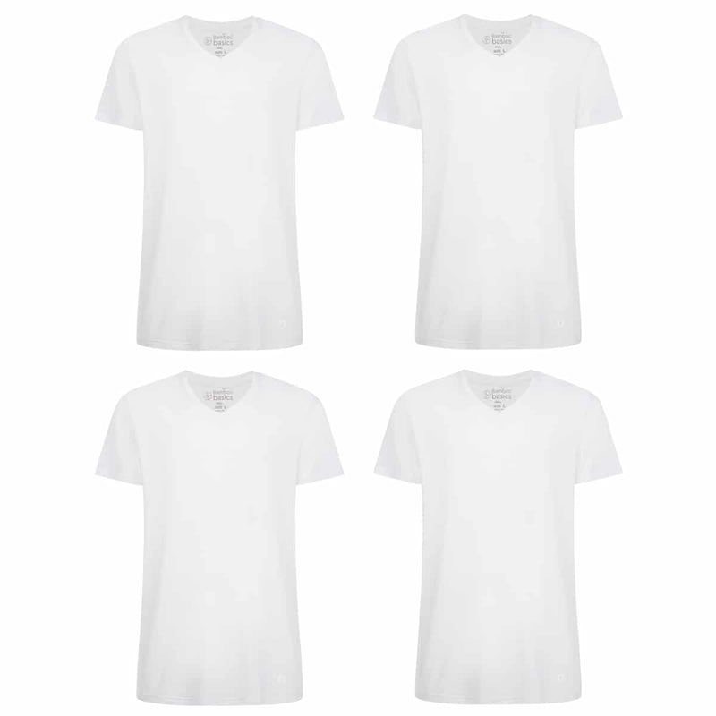 Bamboo Basics Voordeelbundel: T-Shirts Velo V-hals  – Wit - pack shot
