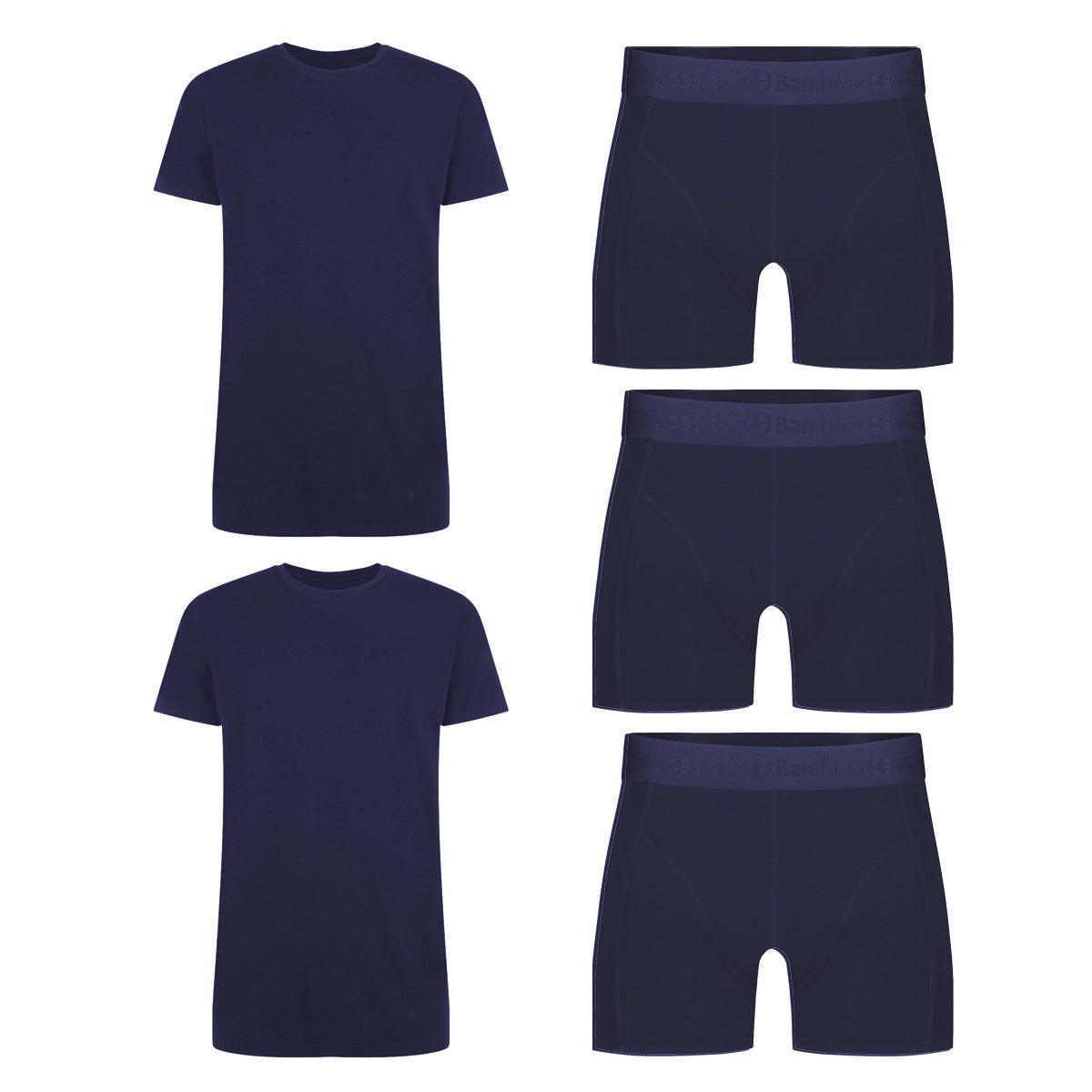 Voordeelbundel: T-shirts ronde hals (2-pack) + Boxershorts (3-pack) - Navy