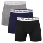 Bamboo Basics Boxershorts Rico  - Grey Melange, Navy & Zwart - pack shot