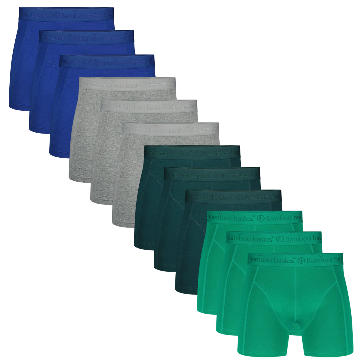 Boxershorts Rico (12-pack) - Petrol, Grey melange, Blauw, Groen