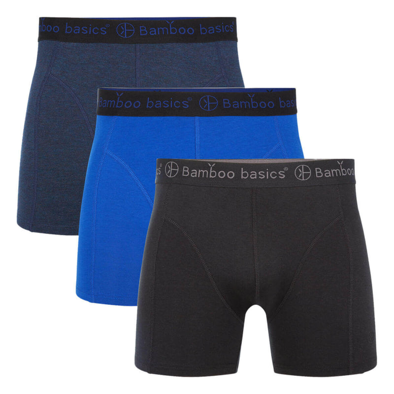 Bamboo Basics Boxershorts Rico  - Jeans Melange, Blauw & Zwart - pack shot