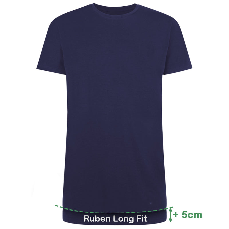 Bamboo Basics Long Fit T-Shirts Ruben ronde hals  - Navy - pack shot