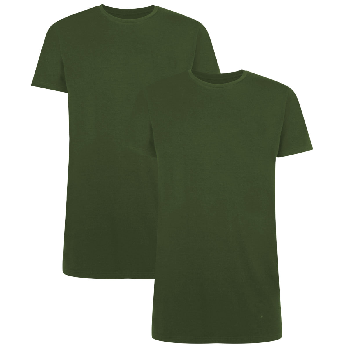 Bamboo Basics Long Fit T-Shirts Ruben ronde hals  - Army - pack shot