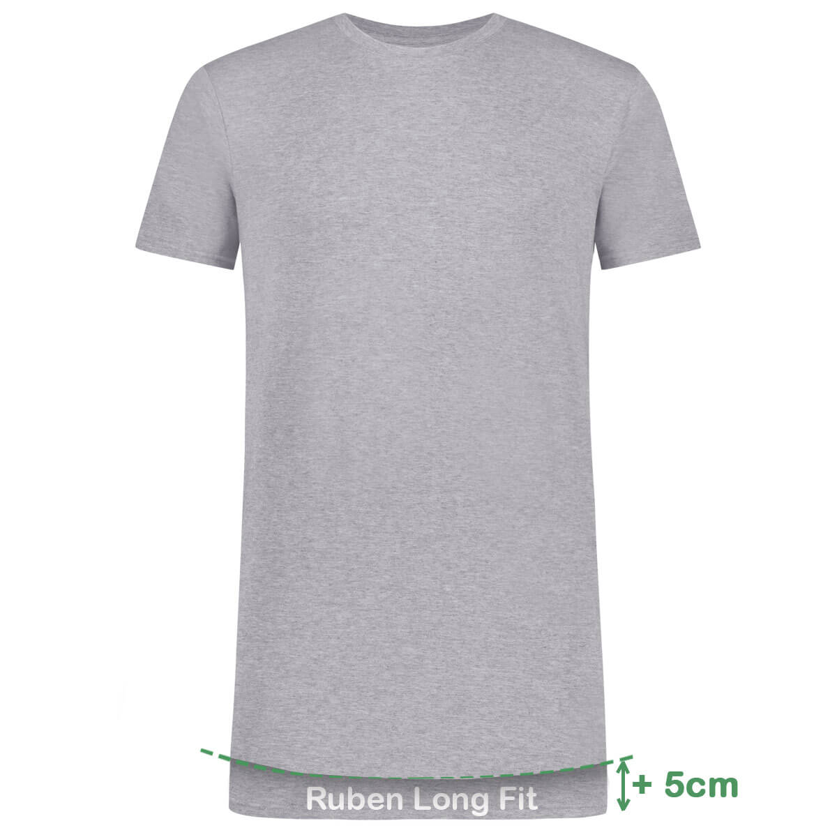 Bamboo Basics Long Fit T-Shirts Ruben ronde hals  - Grey Melange - pack shot