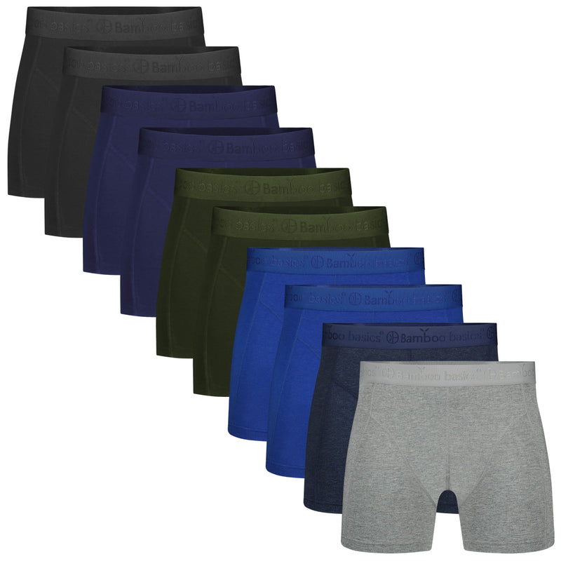 Bamboo Basics Boxershorts Rico  - Zwart, Navy, Army, Blauw, Jeans Melange & Grey Melange - pack shot