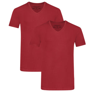 Bamboo Basics T-Shirts Vance V-hals  - Bordeaux Rood - pack shot