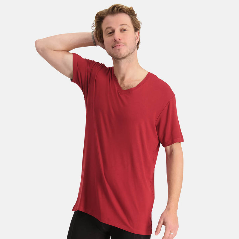 Bamboo Basics - T-Shirts Vance V-hals  - Bordeaux Rood