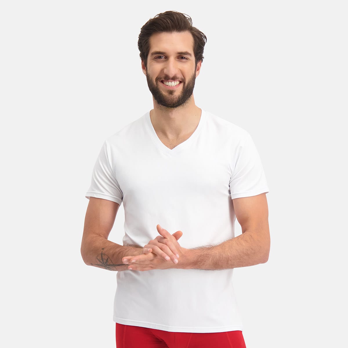 T-shirt Homme Col V En Coton Bambou - Manches Courtes, Coupe Slim - Confortable, Respirant Pour Sport, Plage, Quotidien
