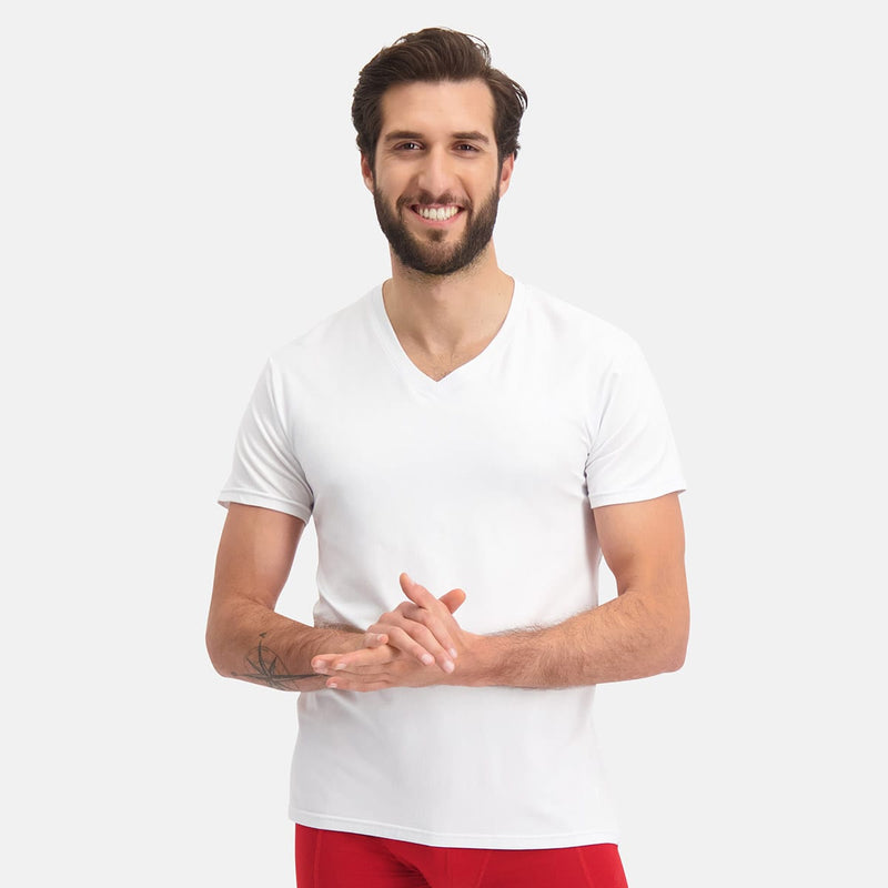 Bamboo Basics - Voordeelbundel: T-Shirts Velo V-hals  – Wit