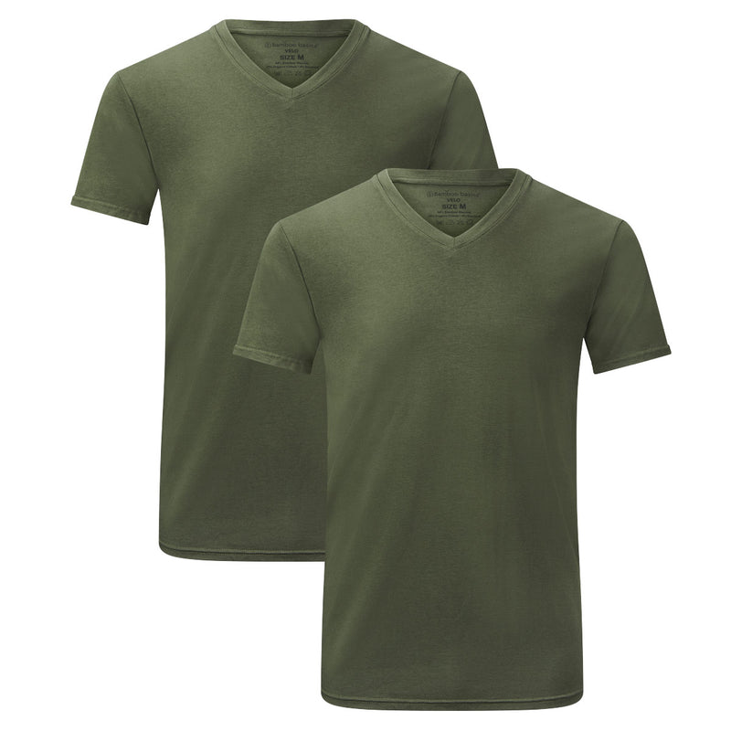 Bamboo Basics T-Shirts Velo V-hals  - Army - pack shot