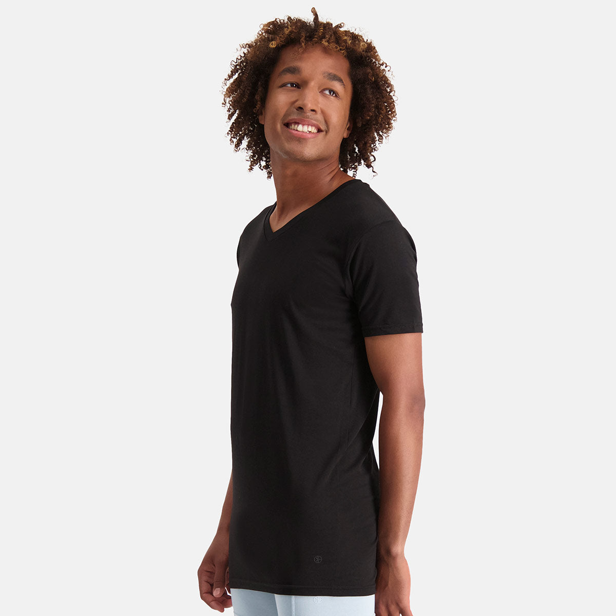 Bamboo Basics - Long Fit T-Shirts Velo V-hals  -  Zwart