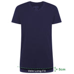 Bamboo Basics Long Fit T-Shirts Velo V-hals  - Navy - pack shot