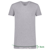 Bamboo Basics Long Fit T-Shirts Velo V-hals  - Grey Melange - pack shot