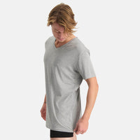 Bamboo Basics - Long Fit T-Shirts Velo V-hals  - Grey Melange
