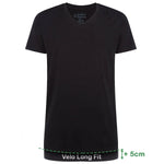 Bamboo Basics Long Fit T-Shirts Velo V-hals  -  Zwart - pack shot