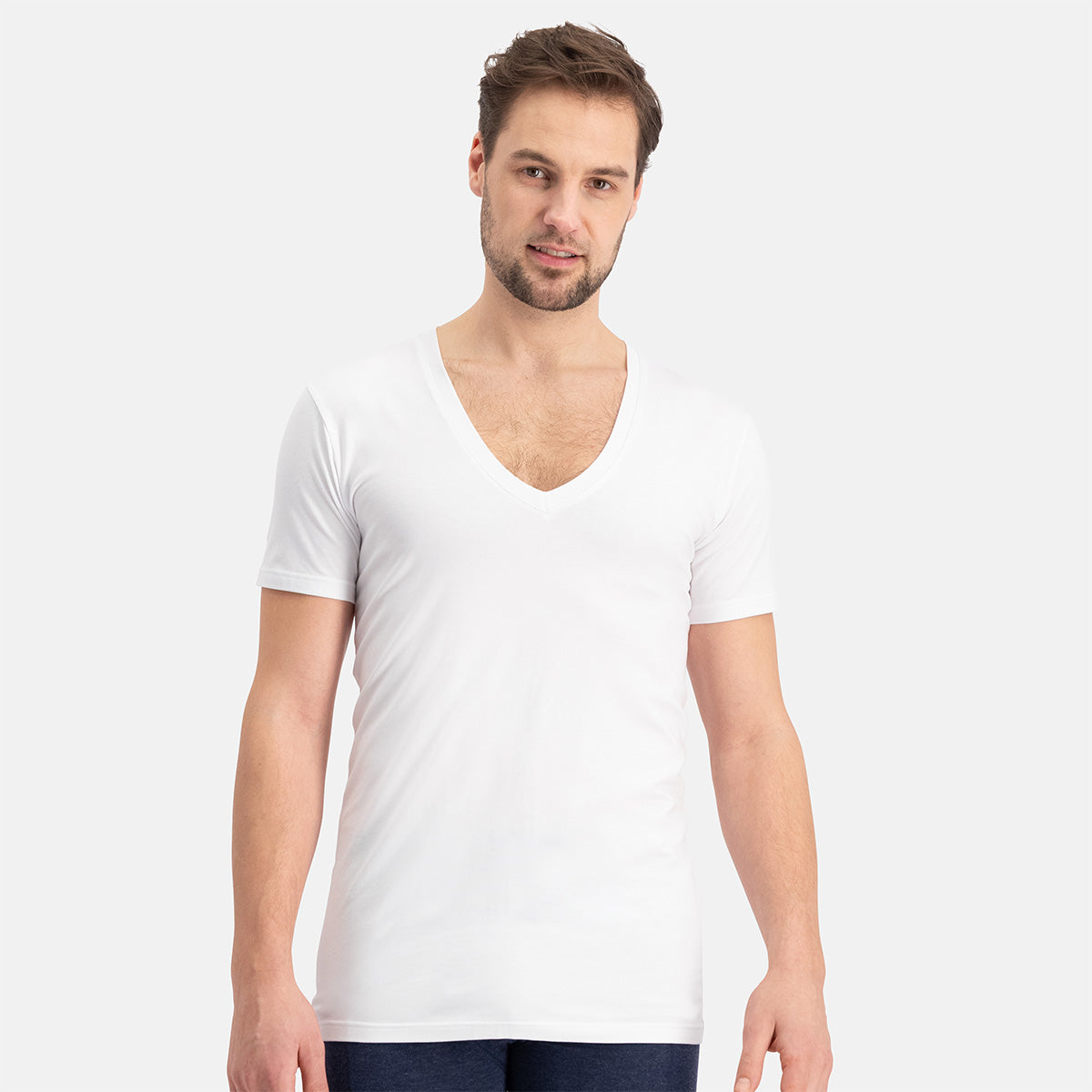 Slimfit T-Shirts Vigo Diepe V-hals - Wit
