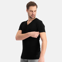 Bamboo Basics Slimfit T-Shirts Vinn V-hals - Zwart 