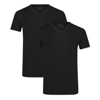Bamboo Basics Slimfit T-Shirts Virgil diepe V-hals  - Zwart - pack shot
