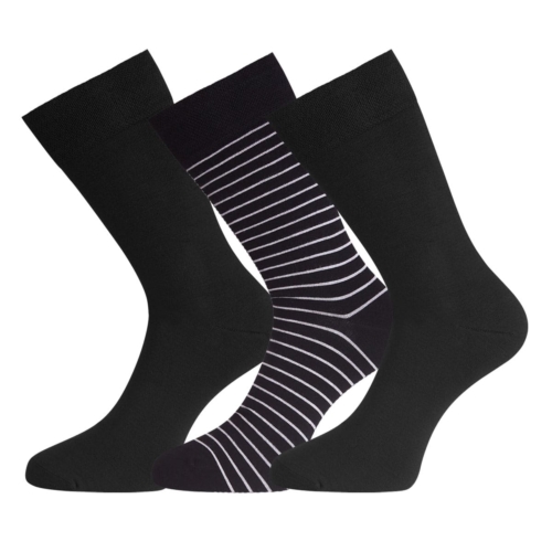 Socken Beau (3er-Pack) – Schwarz breit gestreift