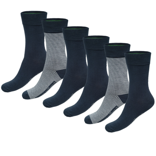 Socken Beau (6er-Pack) – Navy und Navy Gestreift
