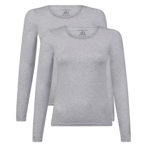 Langarm-T-Shirts Lara (2er-Pack) – Light Grey Melange