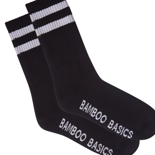 Outdoor Socken Senna (2er-Pack) – Schwarz mit weißen Streifen