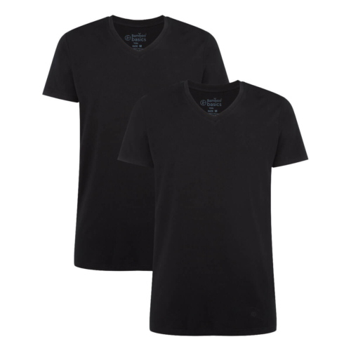 T-Shirts Velo V-Ausschnitt (2er-Pack) – Schwarz