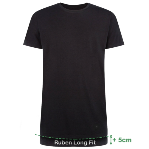 Long Fit T-Shirts Ruben Rundhalsausschnitt (2er-Pack) – Schwarz