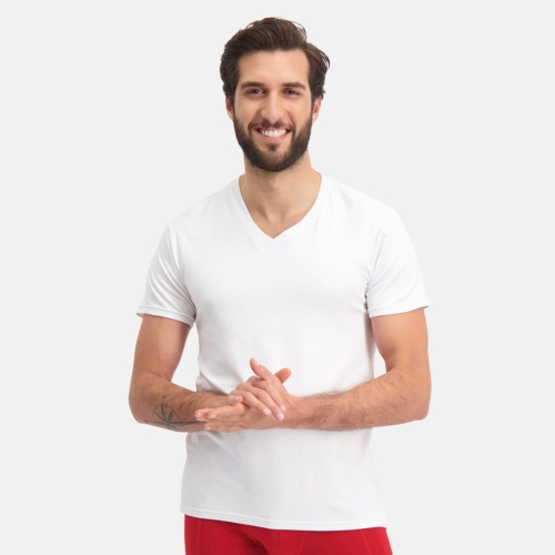 Vorteilspaket: T-Shirts Velo V-Ausschnitt (4er-Pack) – Weiß