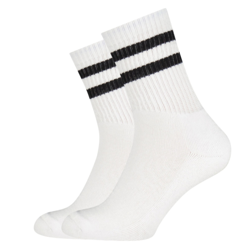 Outdoor Socken Senna (2er-Pack) – Weiß mit schwarzen Streifen