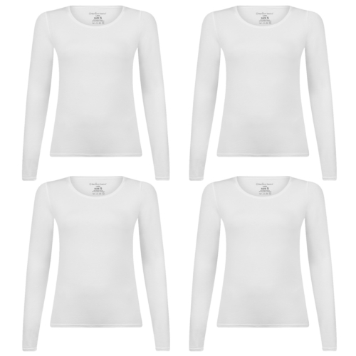Rabattpaket: T-shirts Langarm Lara (4er-Pack) – Weiß