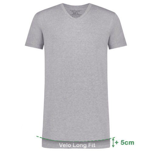 Long Fit T-Shirts Velo V-Ausschnitt (2er-Pack) – Grau Melange