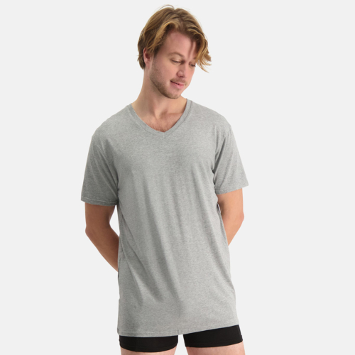 Long Fit T-Shirts Velo V-Ausschnitt (2er-Pack) – Grau Melange