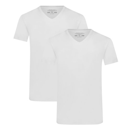 Slimfit T-Shirts Virgil tiefer V-Ausschnitt (2er-Pack) – Weiß